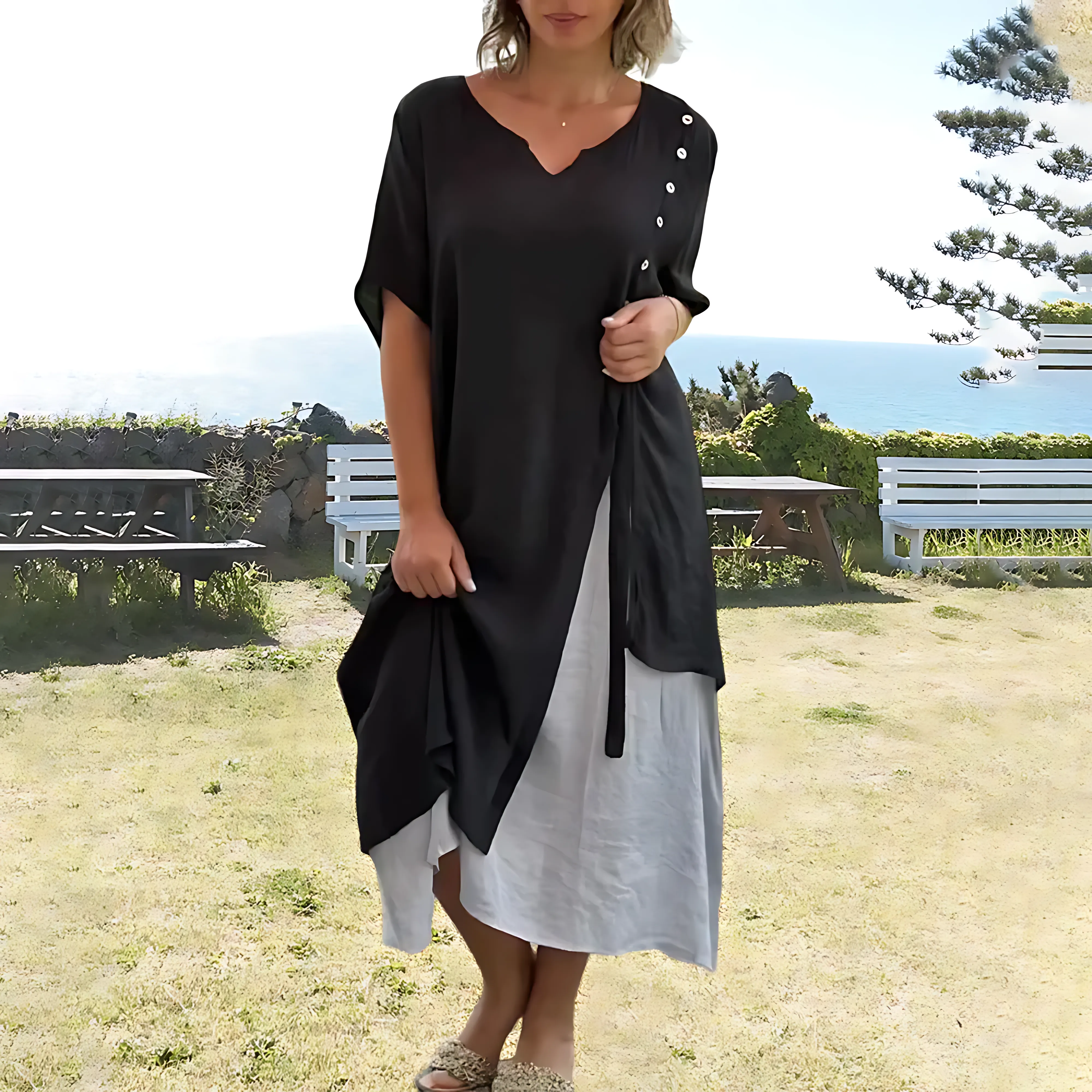 Karol® | Comfortable, loose dress with a V-neck