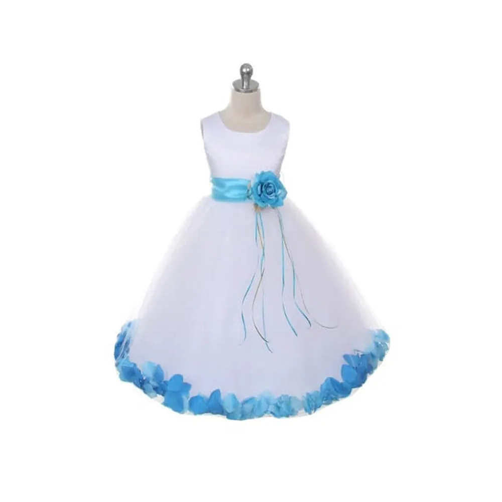 Kenza - Aqua Blue Petal Colour and Optional Sash