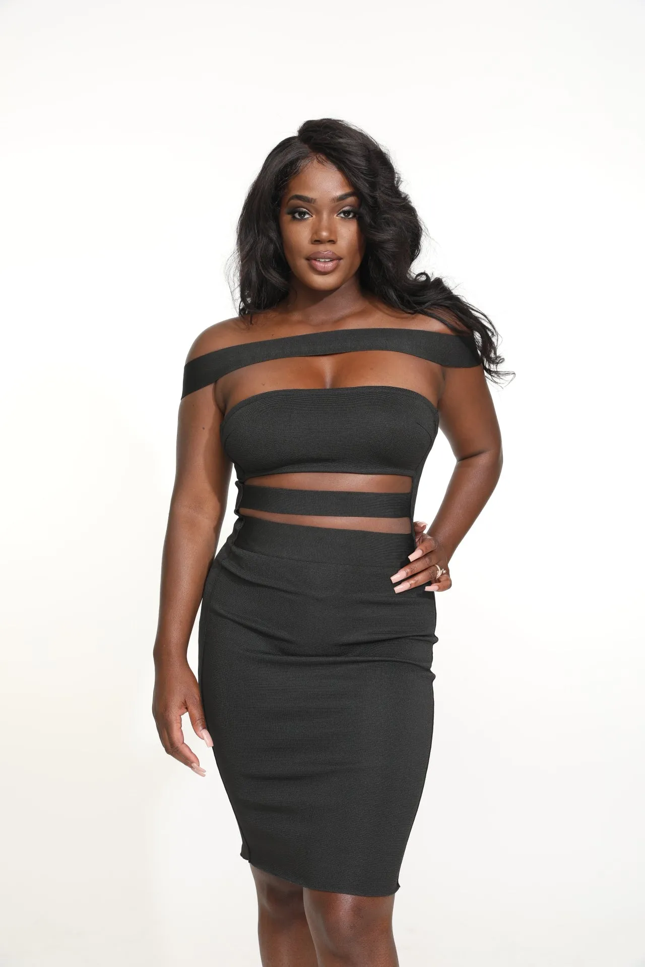 Khloe Off Shoulder Bandage Dress