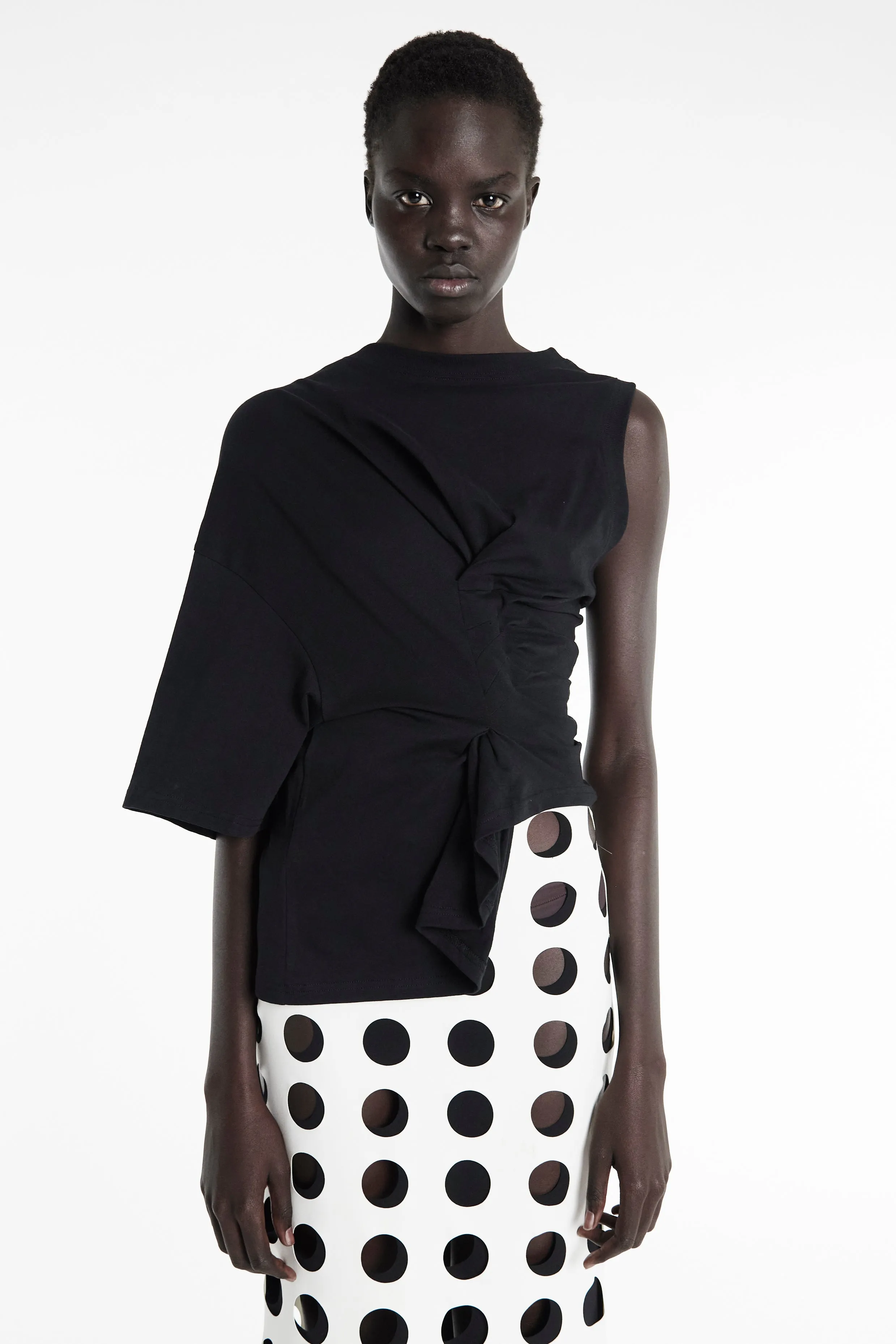 Knotted Jersey Top Black