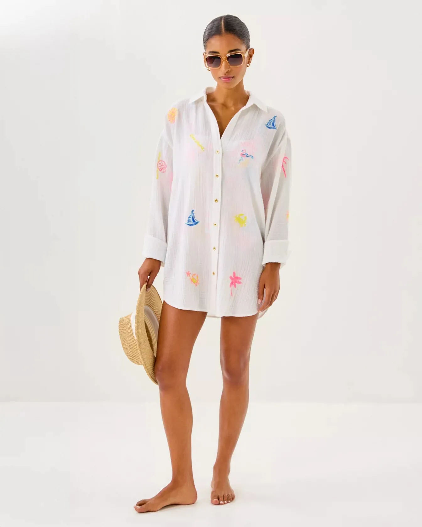 KWITNEY EMBROIDERED LONG SLEEVE COVERUP