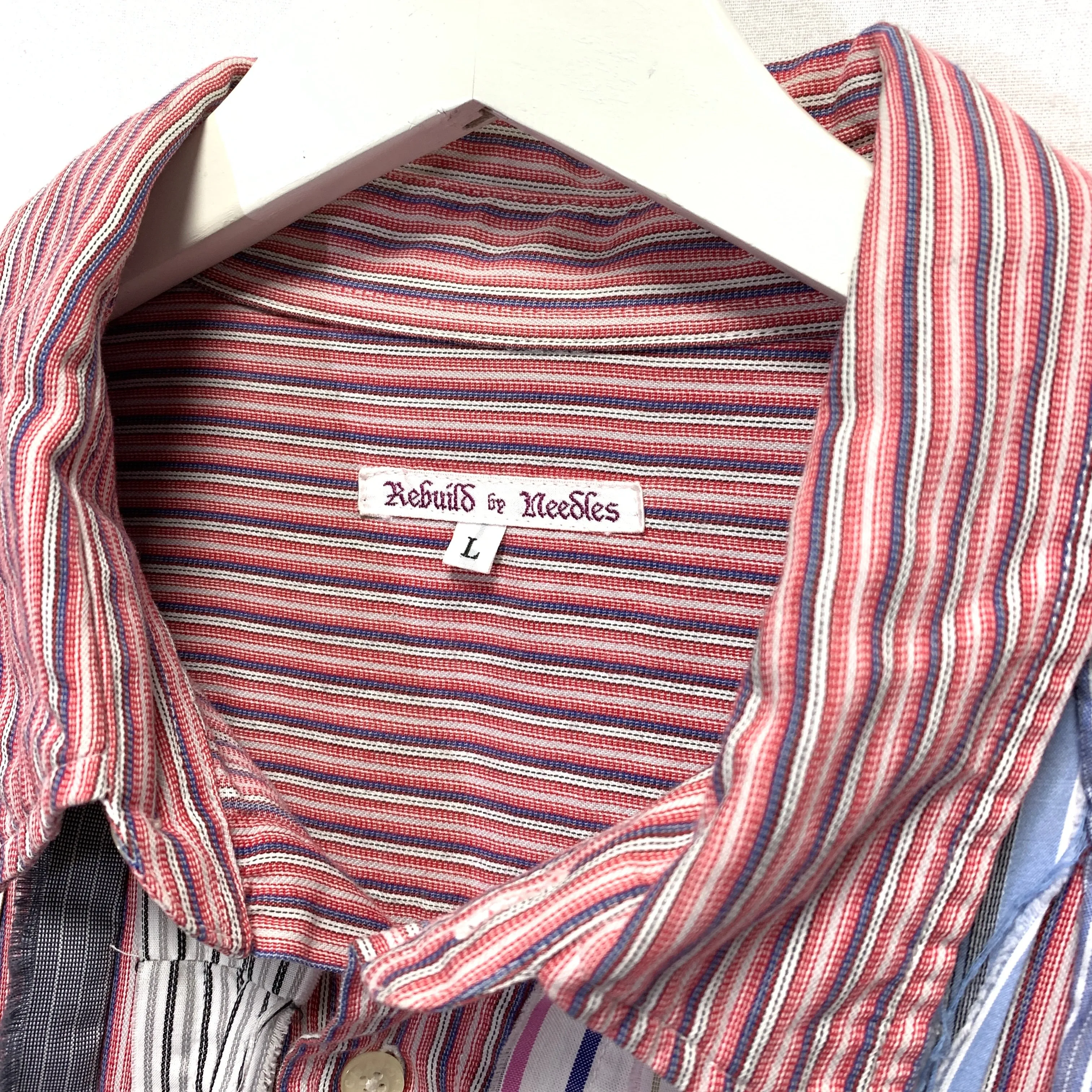 [L] Needles Rebuild Ribbon Cut Oversized Dress Shirt