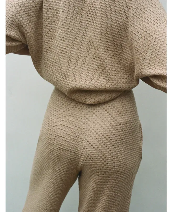 Lace trousers in sand