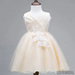 Lace Tulle Cute Flower Girl Dresses, Lovely Affordable Satin Top Little Girl Dresses,  FG035