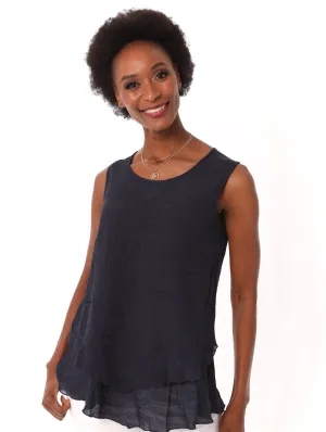 Ladies Layered Sleevless Top - Blue