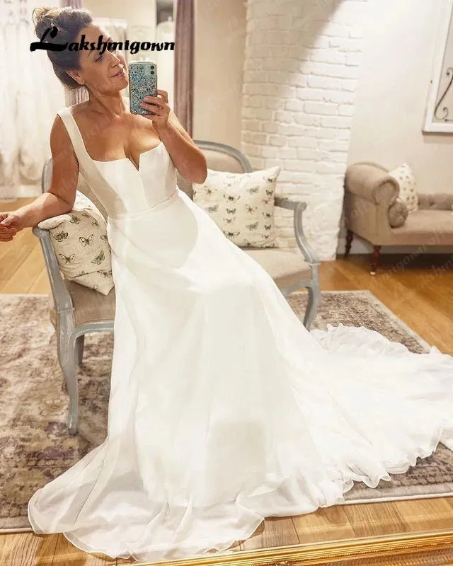 Lakshmigown Chiffon Long Boho Beach Wedding Dresses2023 Civil Bridal Tank A Line Wedding Gowns Robe Femme