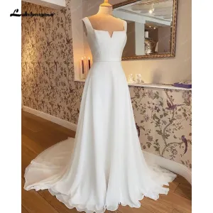 Lakshmigown Chiffon Long Boho Beach Wedding Dresses2023 Civil Bridal Tank A Line Wedding Gowns Robe Femme