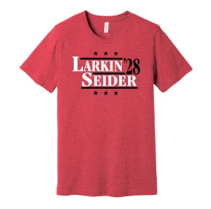 Larkin & Seider '28 - Detroit Hockey Political Campaign Parody T-Shirt - Hyper Than Hype Shirts