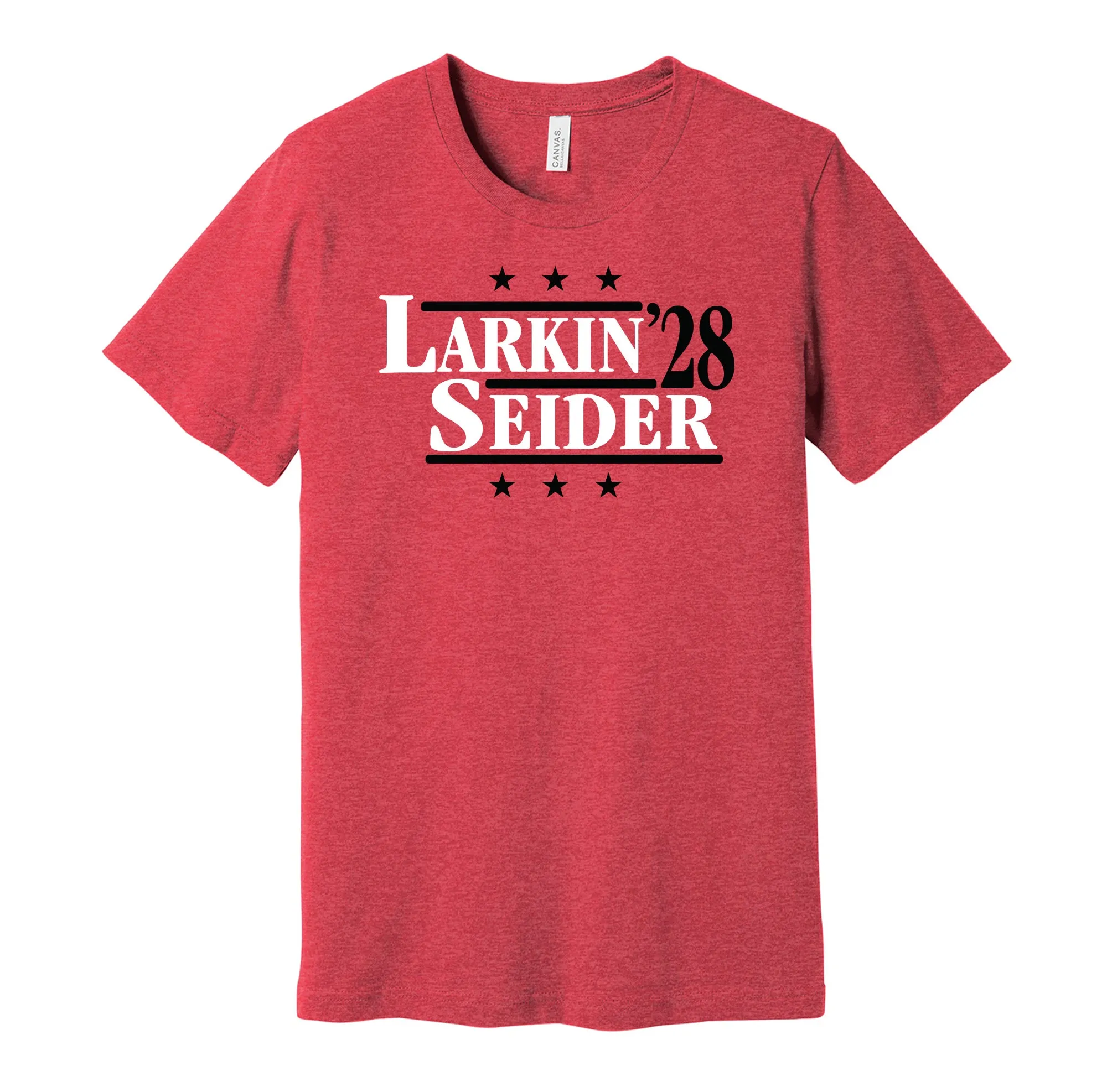 Larkin & Seider '28 - Detroit Hockey Political Campaign Parody T-Shirt - Hyper Than Hype Shirts
