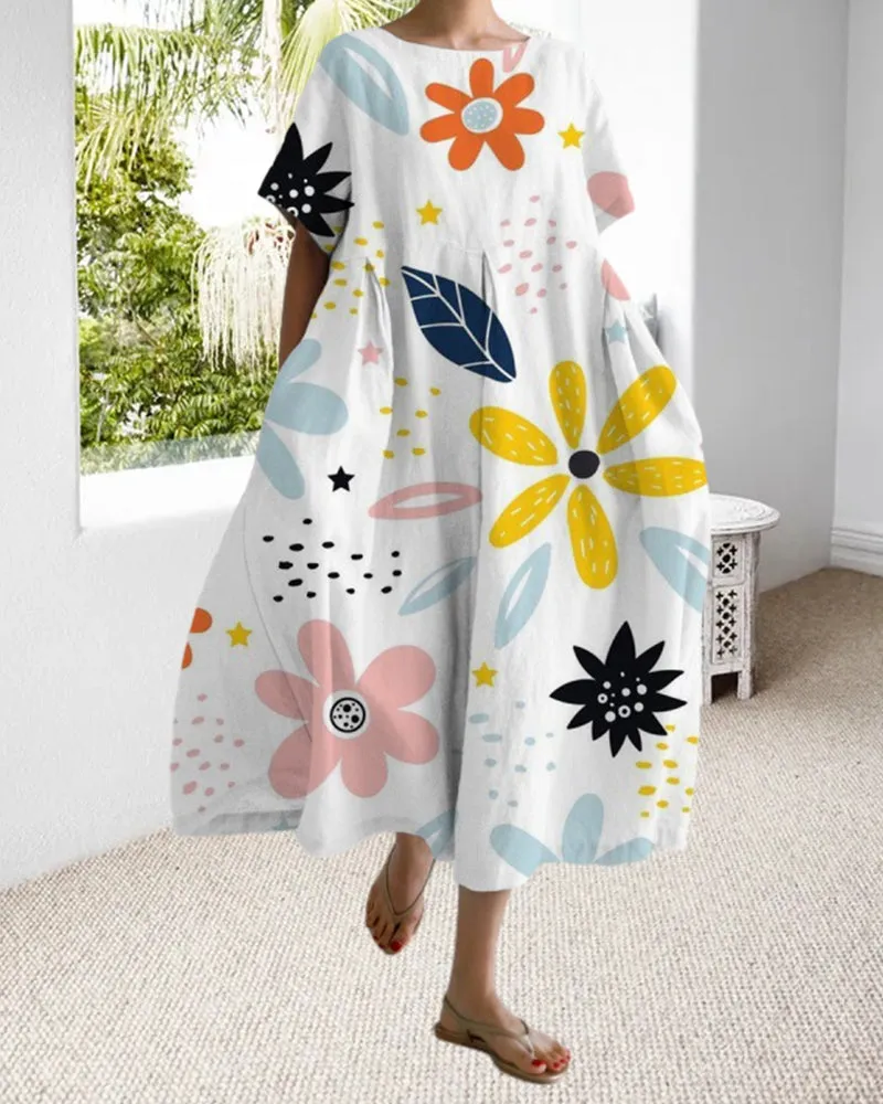 Laura® | Short sleeve and loose printed dress