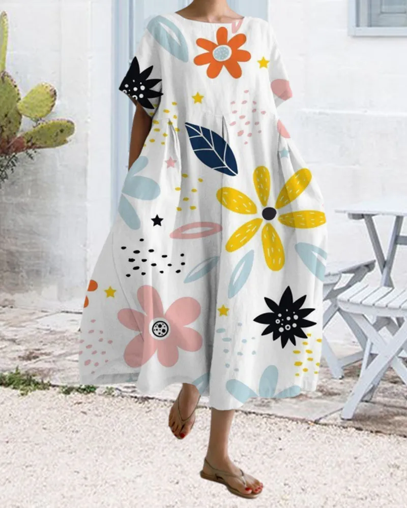 Laura® | Short sleeve and loose printed dress