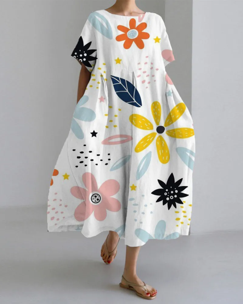Laura® | Short sleeve and loose printed dress