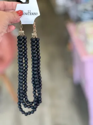 Layered Bead Necklace - Black