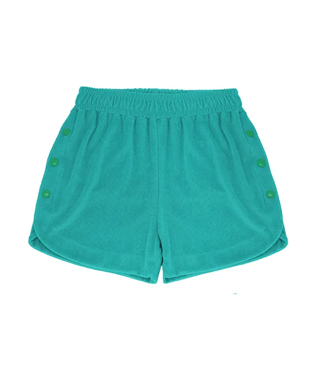 LE SONNET Button Shorts - Emerald Green