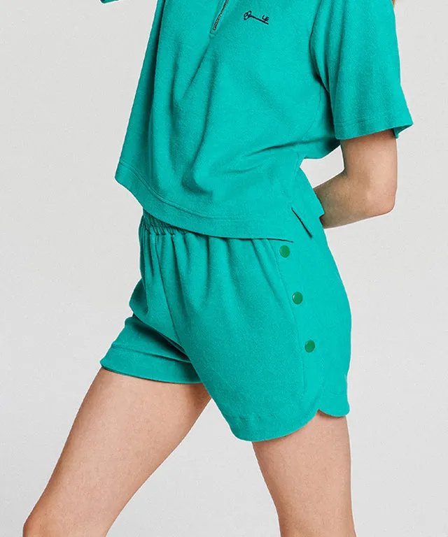 LE SONNET Button Shorts - Emerald Green