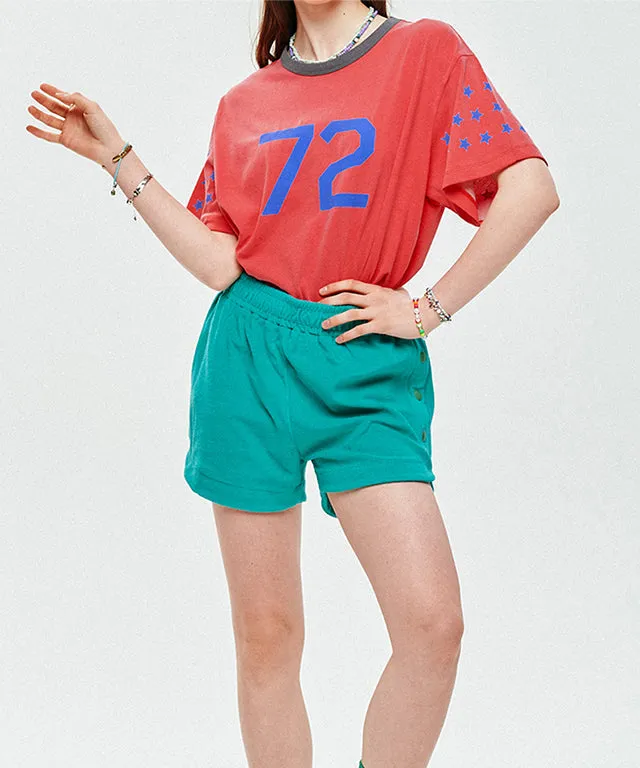 LE SONNET Button Shorts - Emerald Green