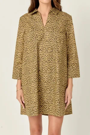 Leopard Collar Mini Dress
