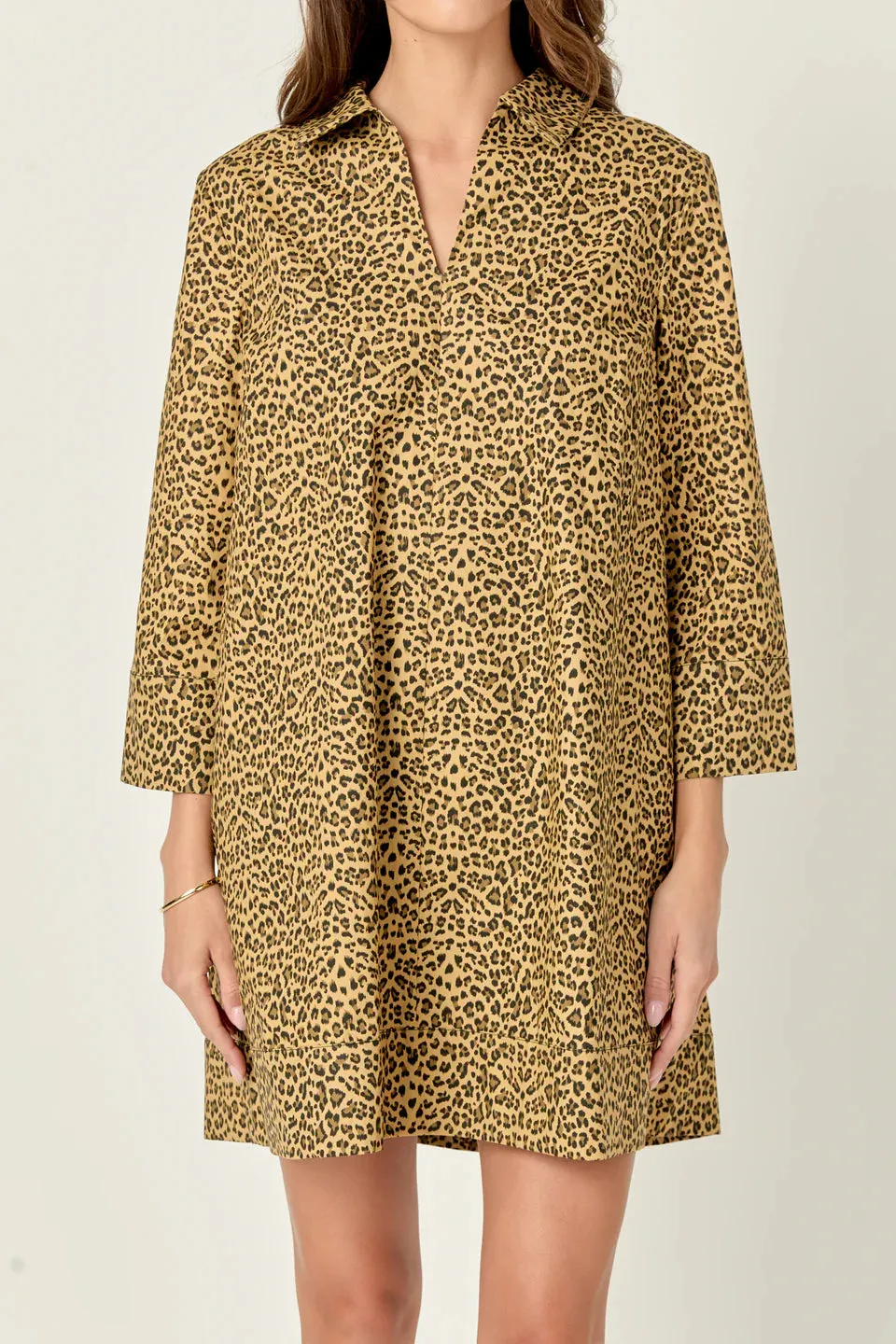 Leopard Collar Mini Dress