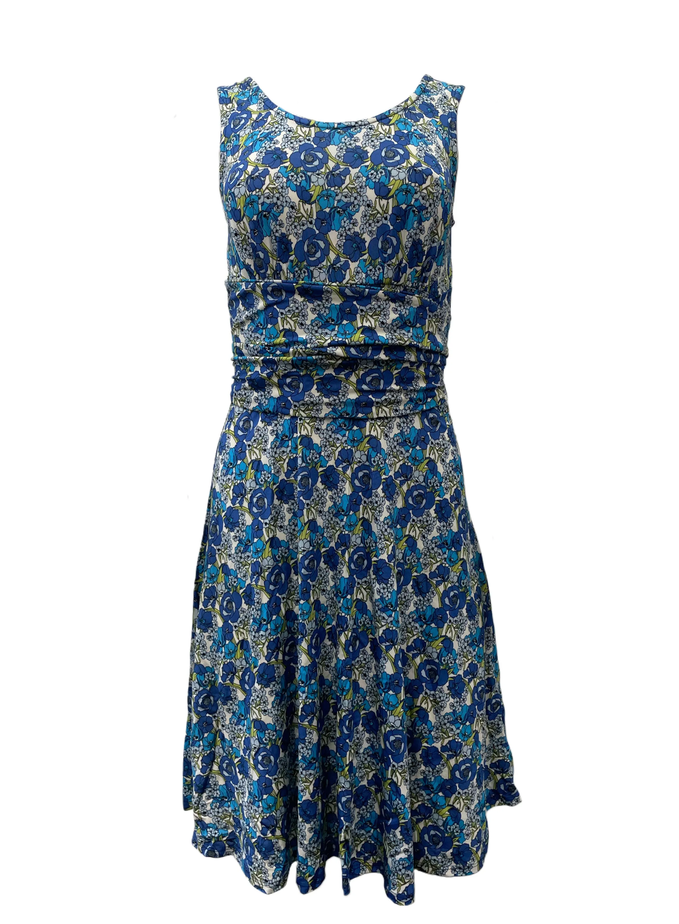 Leota Women's Blue Compass Rose A-Line Stretchy Midi Dress #1001 NWT