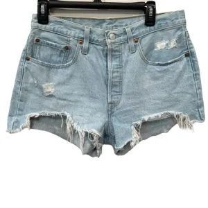 LEVI'S 501 Light Wash Distressed Cotton Blue Denim Shorts | W30