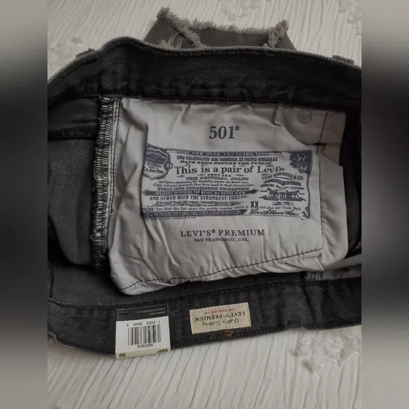 Levi's 501 Women's Gray Button Fly Distressed Shorts Size 30 NWT Classic