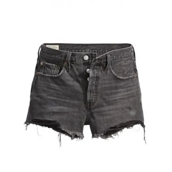 Levi's 501 Women's Gray Button Fly Distressed Shorts Size 30 NWT Classic