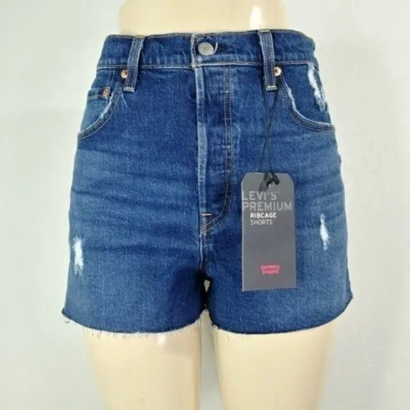 Levi's Cutoff Straight Fit Shorts Size 31 Premium Ribcage Ultra-High Rise