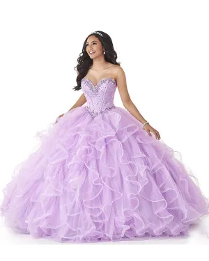 Light Purple Puffy Ruffles Skirt Sweet 16 Ball Gown Dresses Shiny Beading Quinceanera Dresses vestido 15 anos