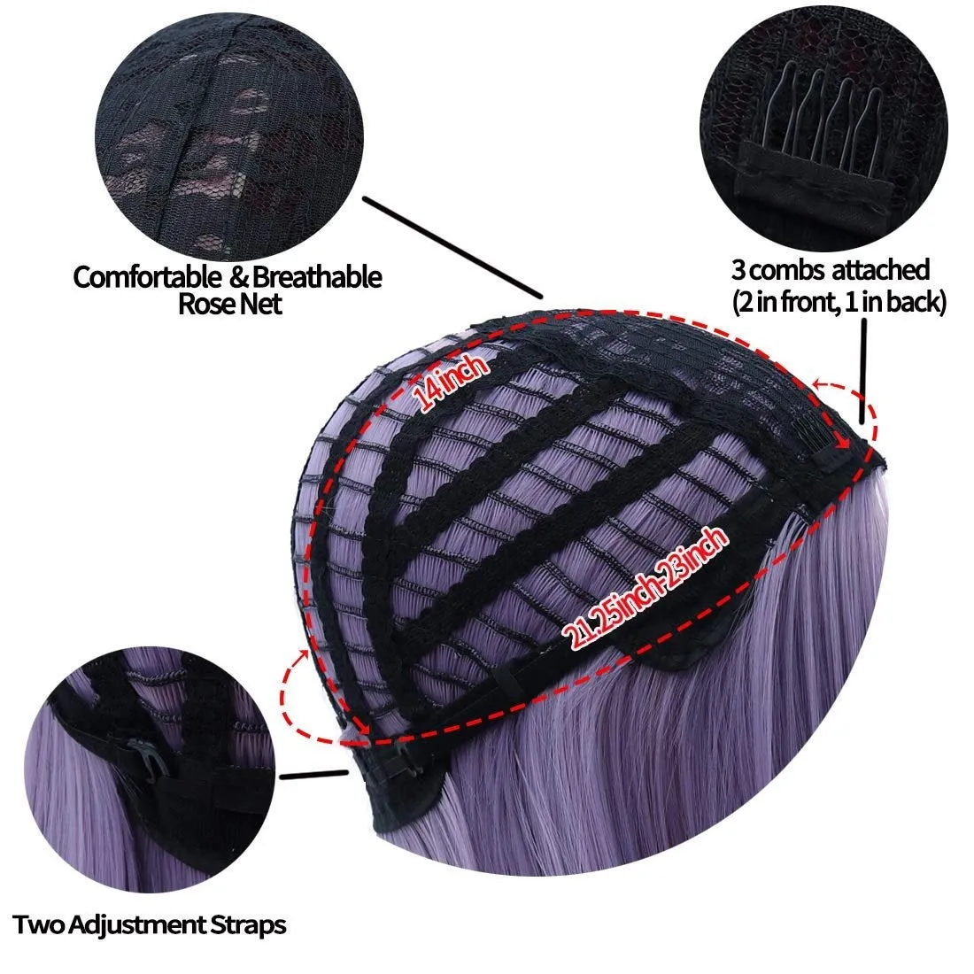 Lilac purple straight heat resistant 26" | trendy wigs | synthetic top quality heat resistant fiber | human hair feel | free shipping on 35 