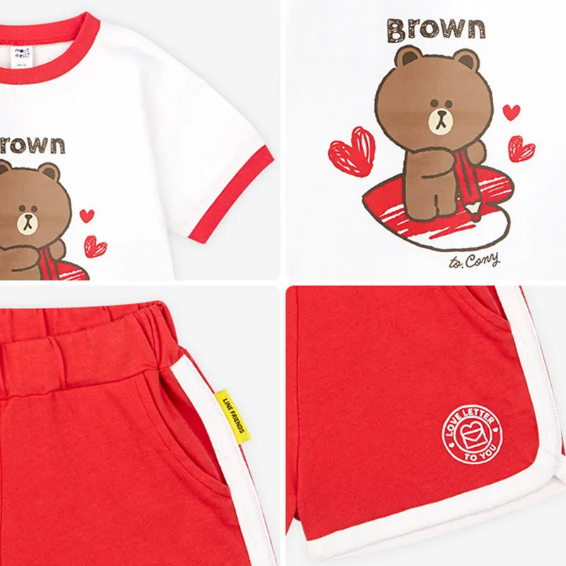 Line Friends Love Letter Pink Cony Top & Bottom Set 2306MO05