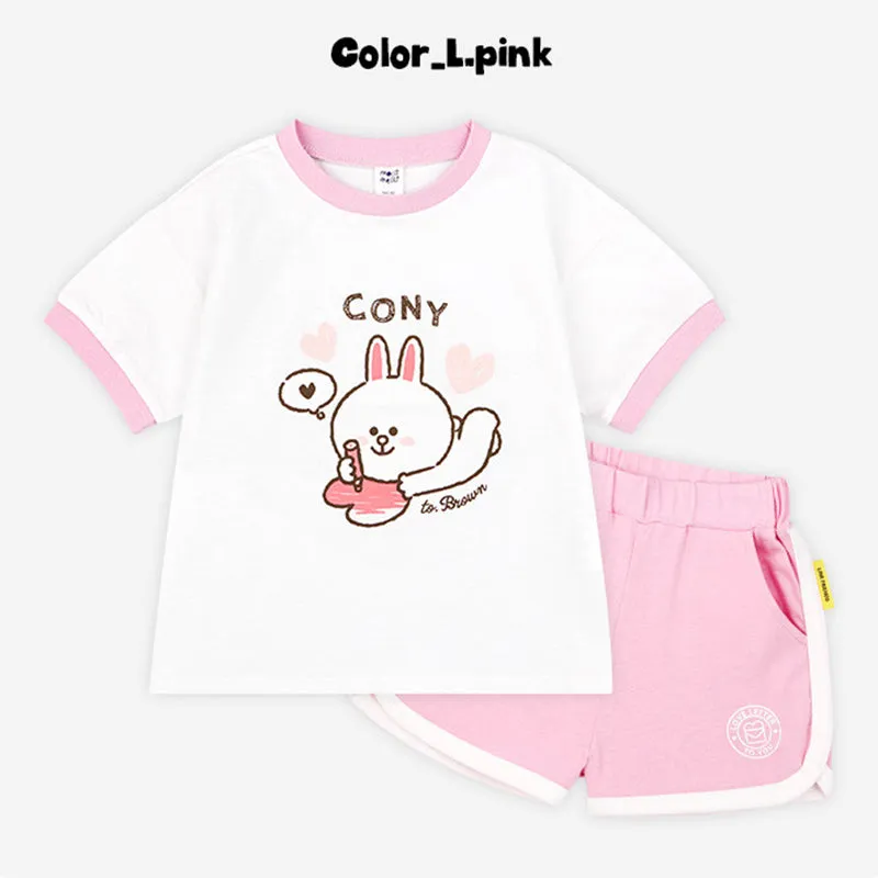 Line Friends Love Letter Pink Cony Top & Bottom Set 2306MO05