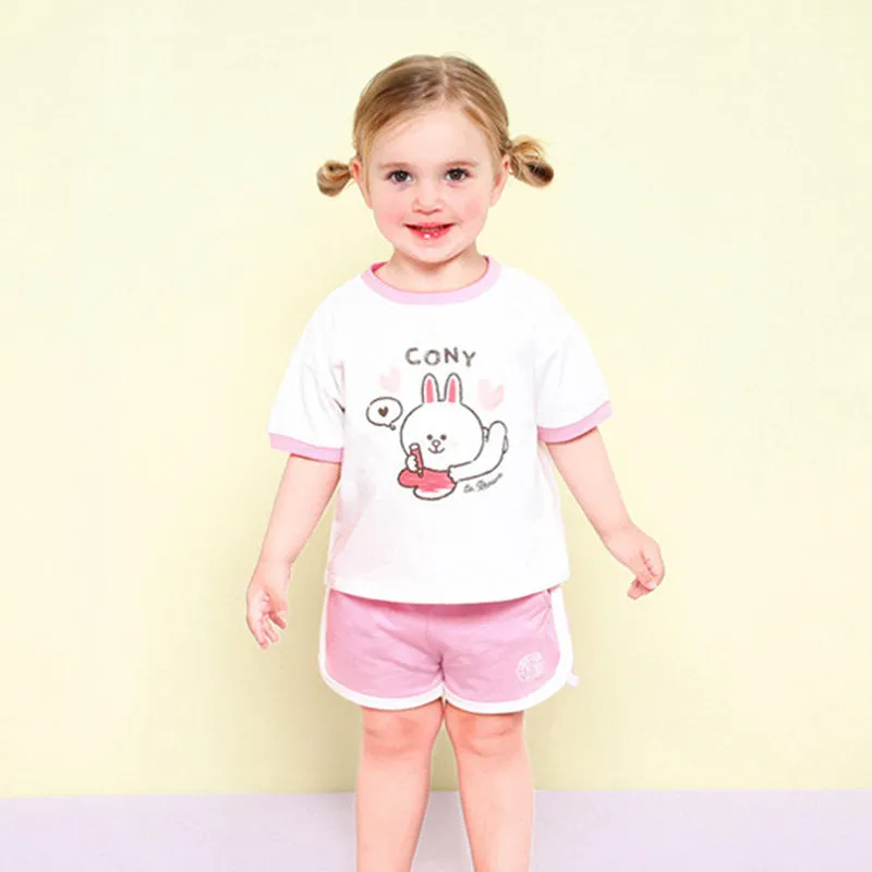 Line Friends Love Letter Pink Cony Top & Bottom Set 2306MO05