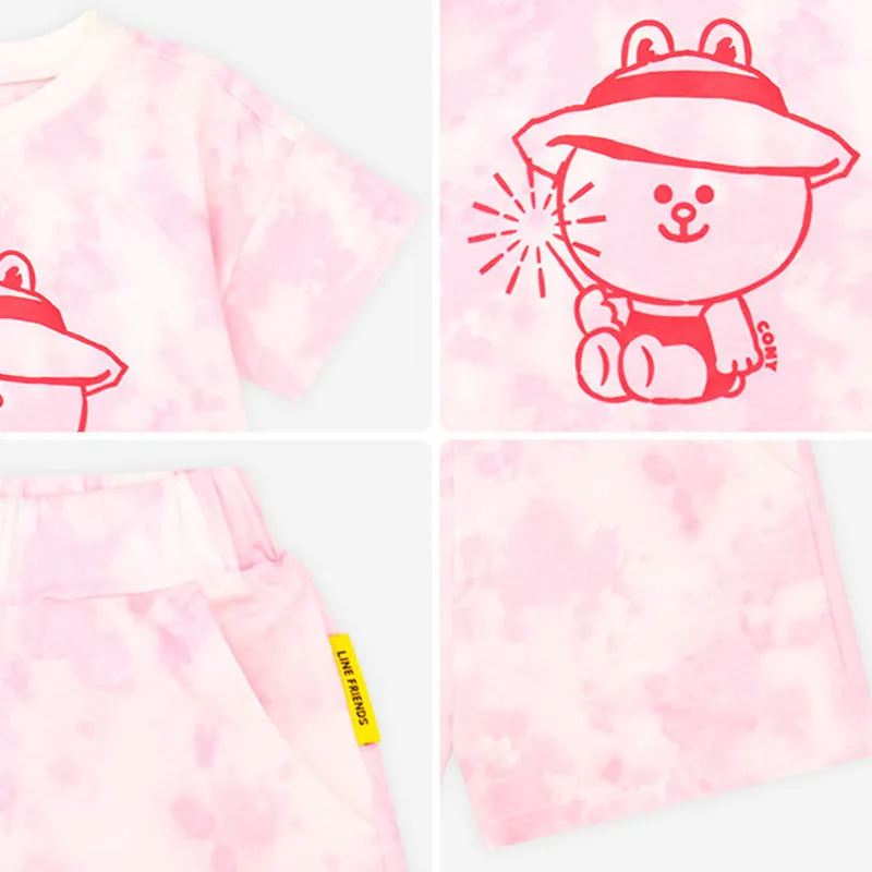 Line Friends Summer Tie Dye Pink Cony Top & Bottom Set 2306MO07