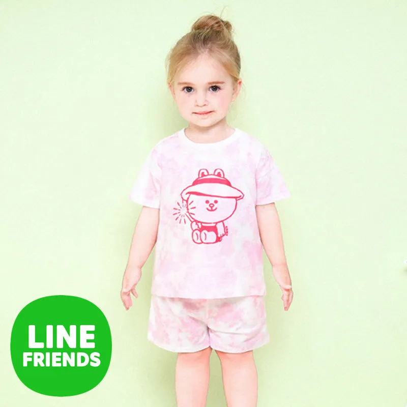 Line Friends Summer Tie Dye Pink Cony Top & Bottom Set 2306MO07