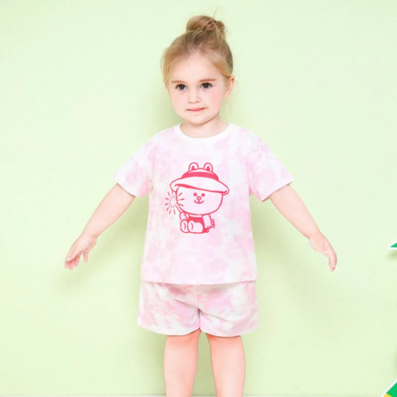 Line Friends Summer Tie Dye Pink Cony Top & Bottom Set 2306MO07