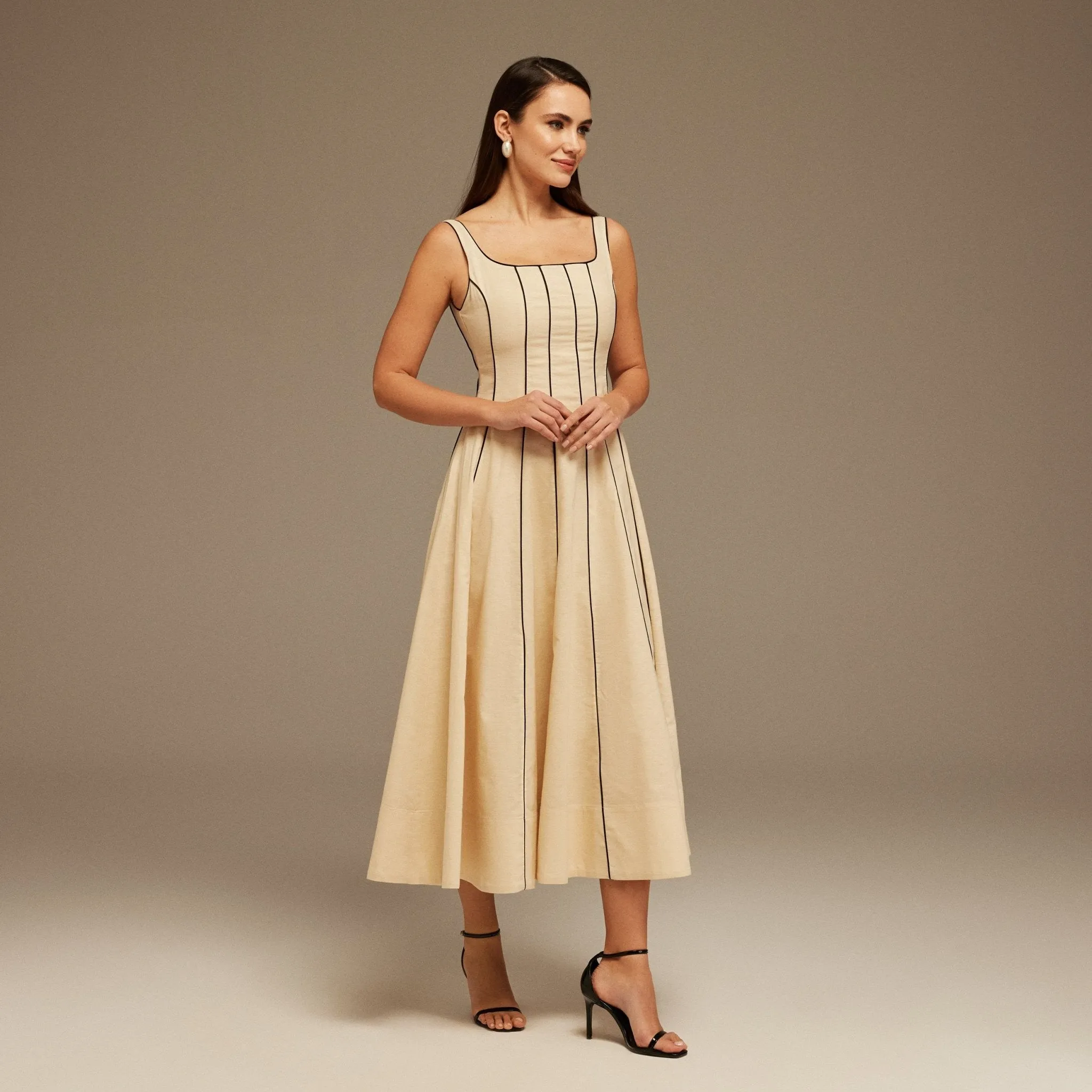 Linen Blend Maxi Sleeveless Dress