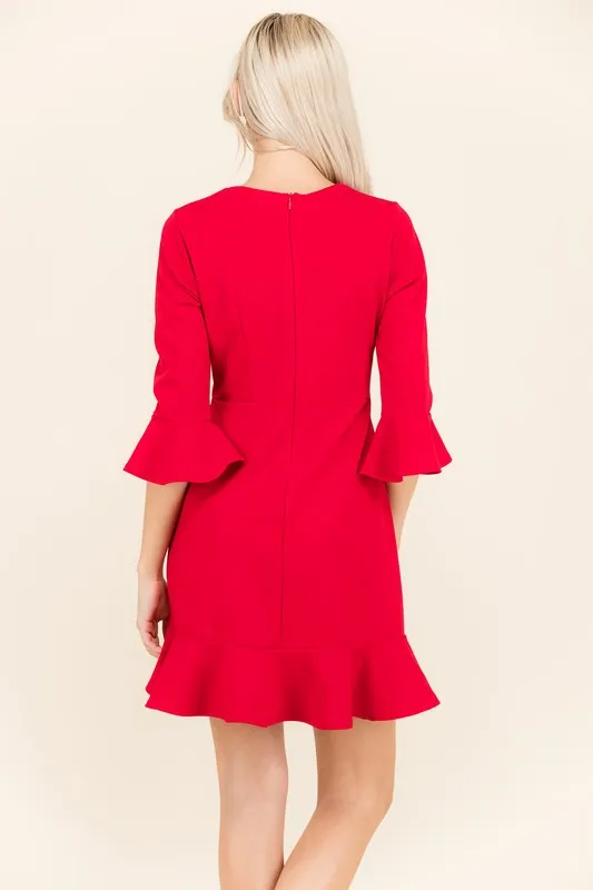 LISA YOU'RE ON FIRE RED RUFFLE DRESS