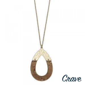 Long layered cork teardrop necklace