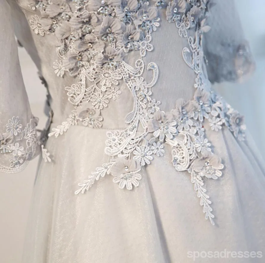 Long Sleeve Gary Lace See Through Homecoming Prom Dresses, Affordable Short Party Prom Dresses, Perfect Homecoming Dresses, CM271