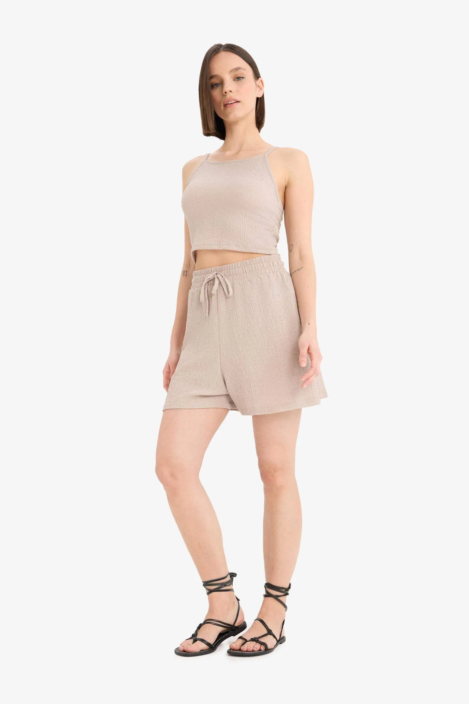 Loose Fit Crepe Shorts