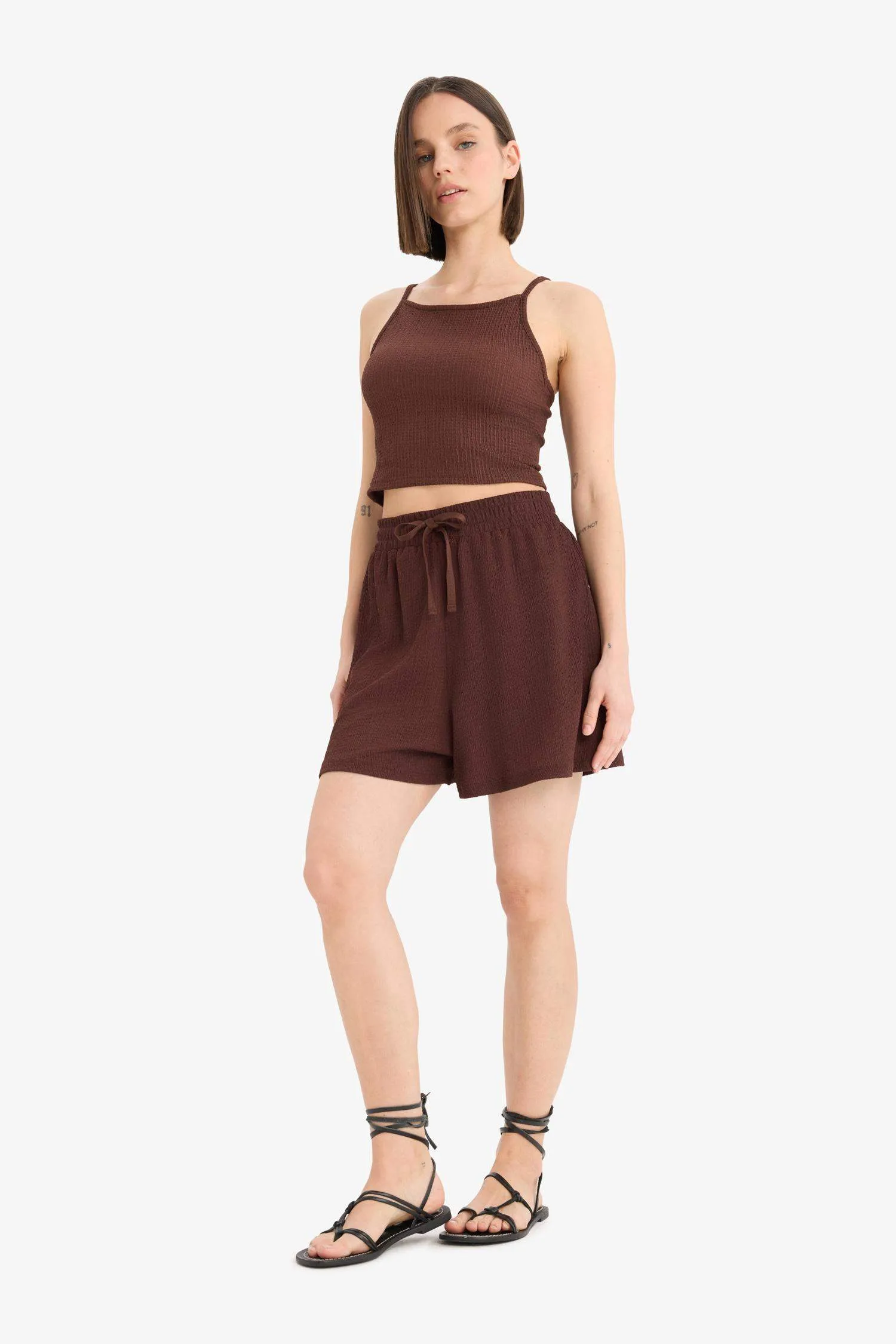 Loose Fit Crepe Shorts