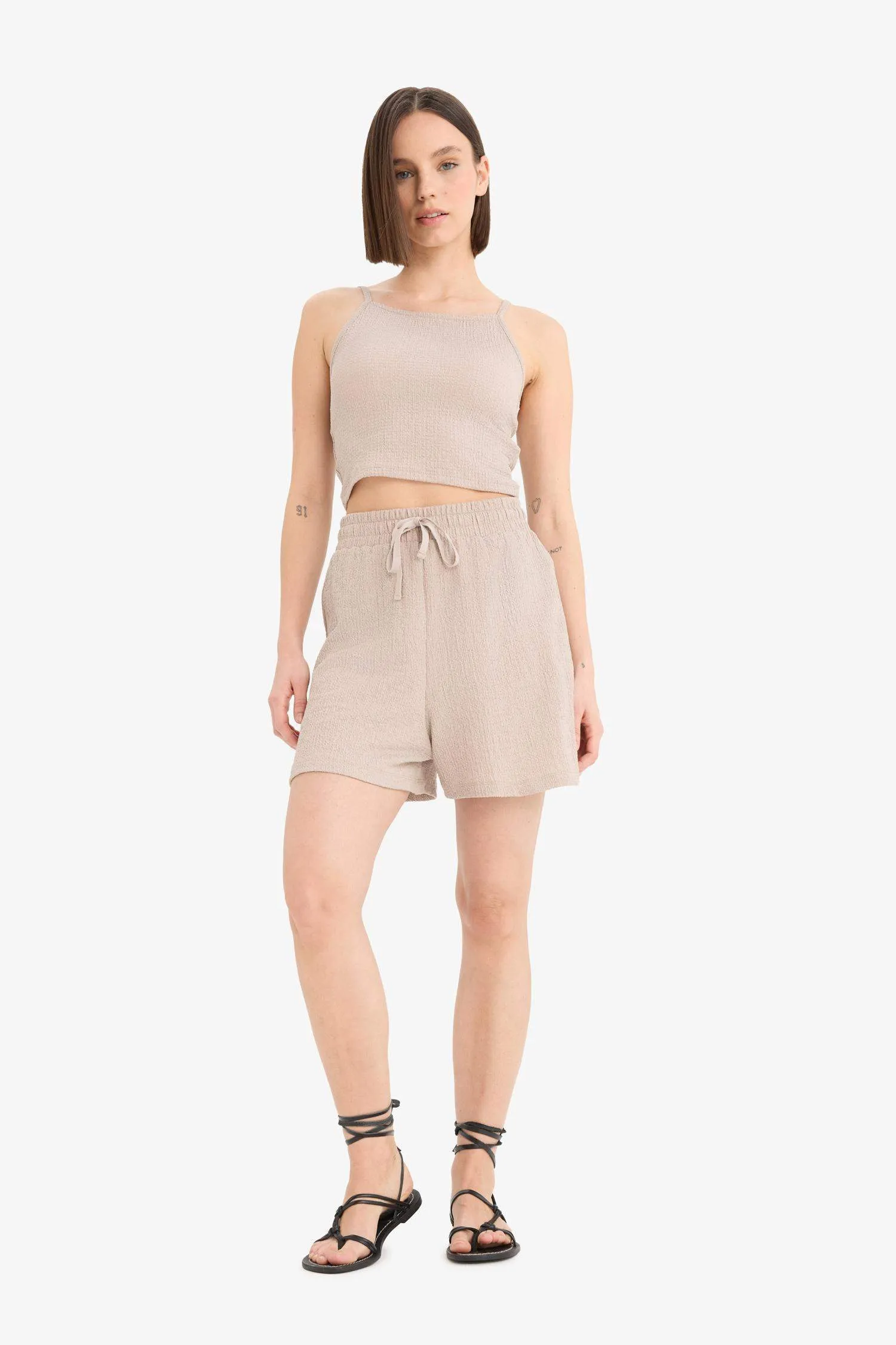 Loose Fit Crepe Shorts