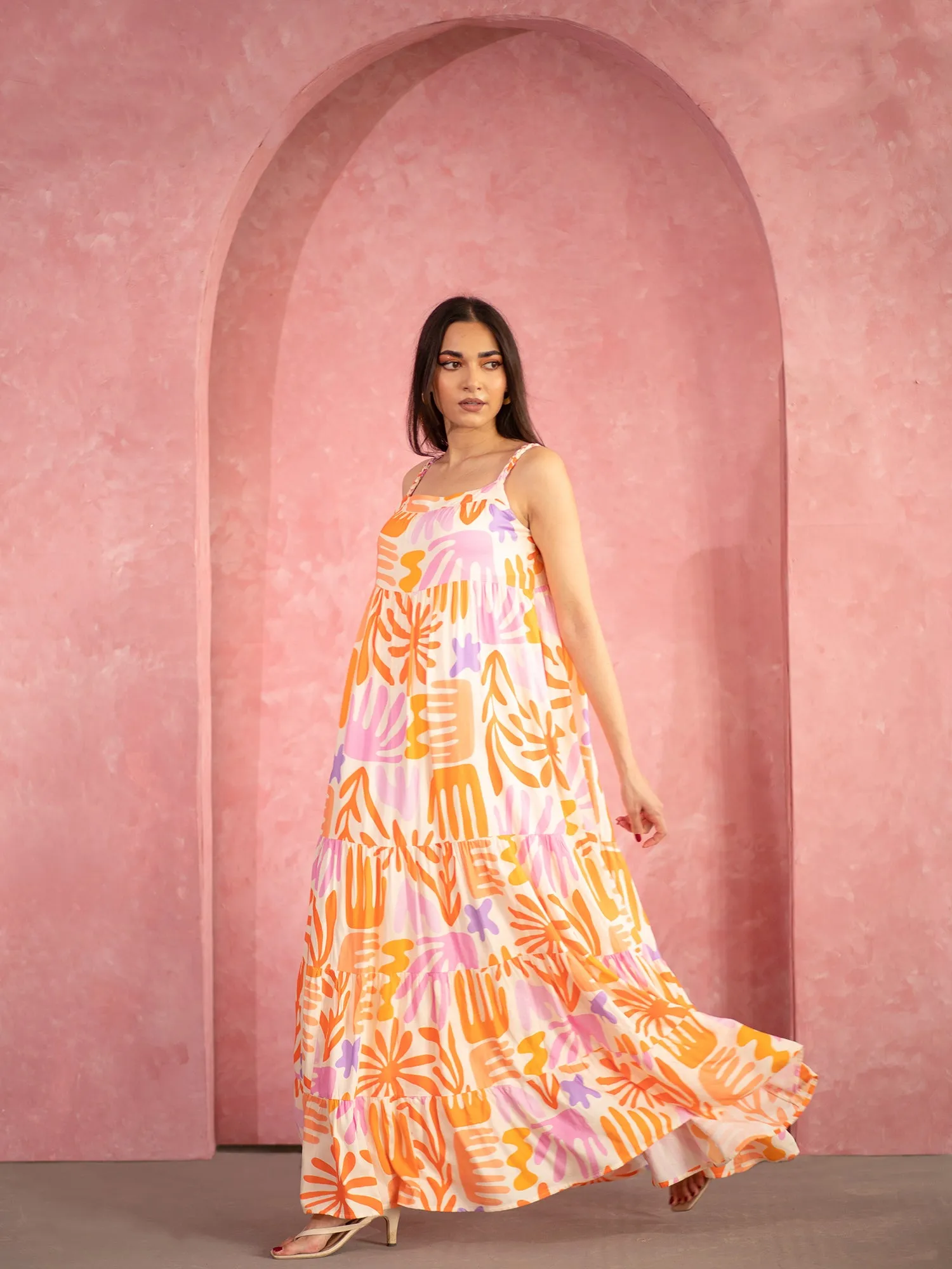 Loose Fit Tiered Maxi Dress