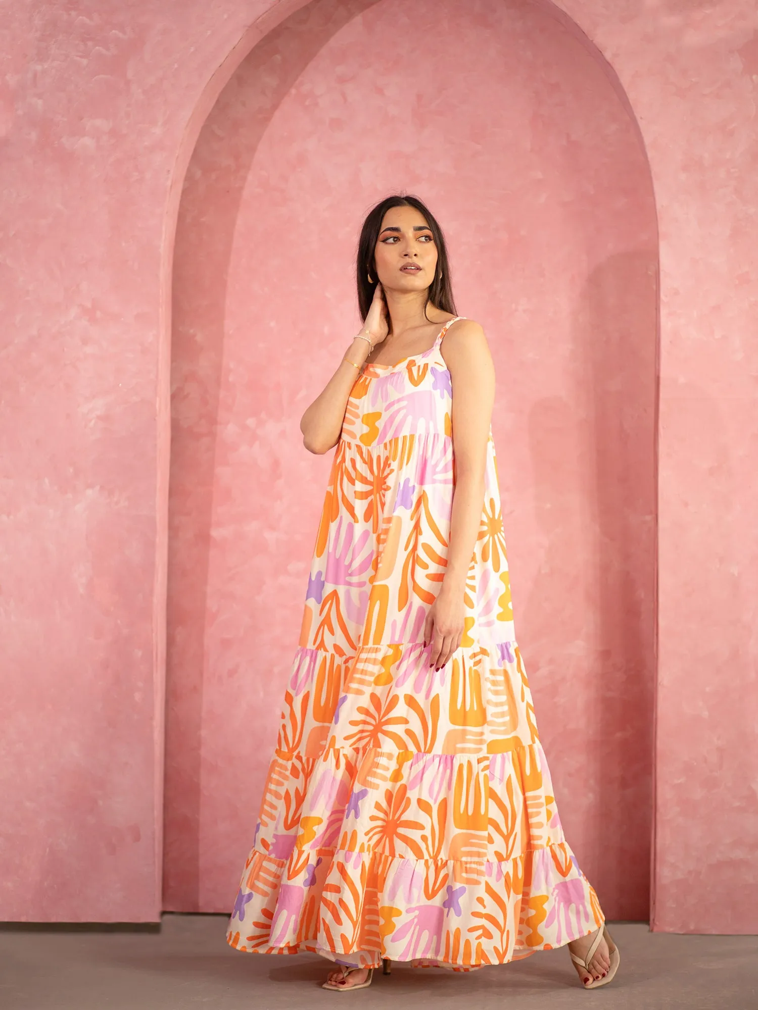Loose Fit Tiered Maxi Dress