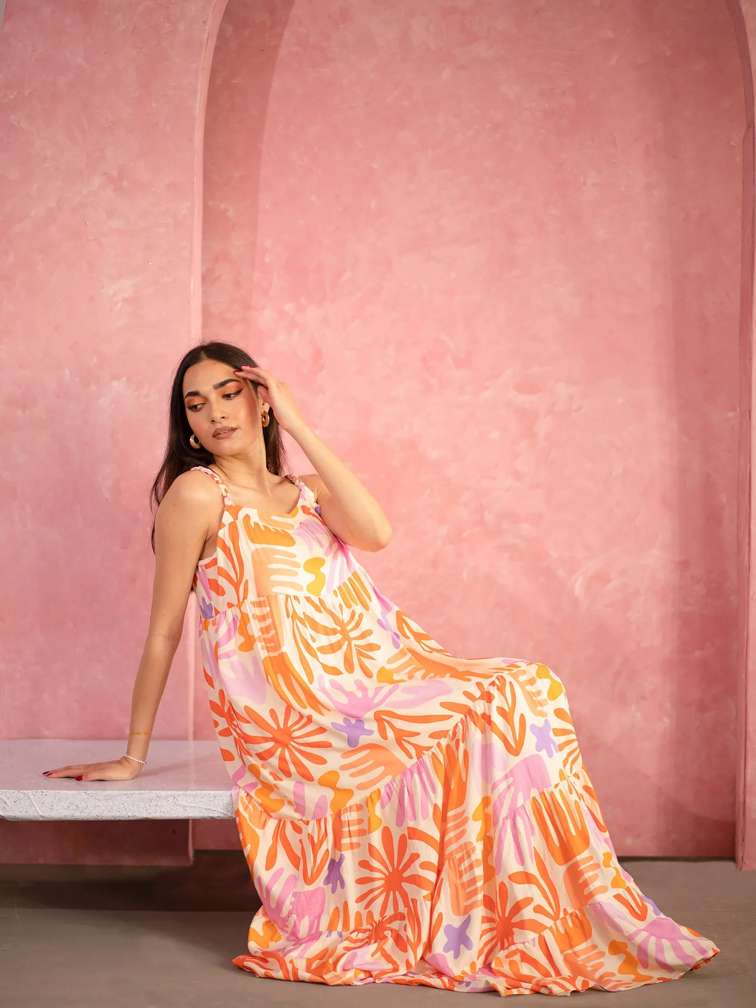 Loose Fit Tiered Maxi Dress
