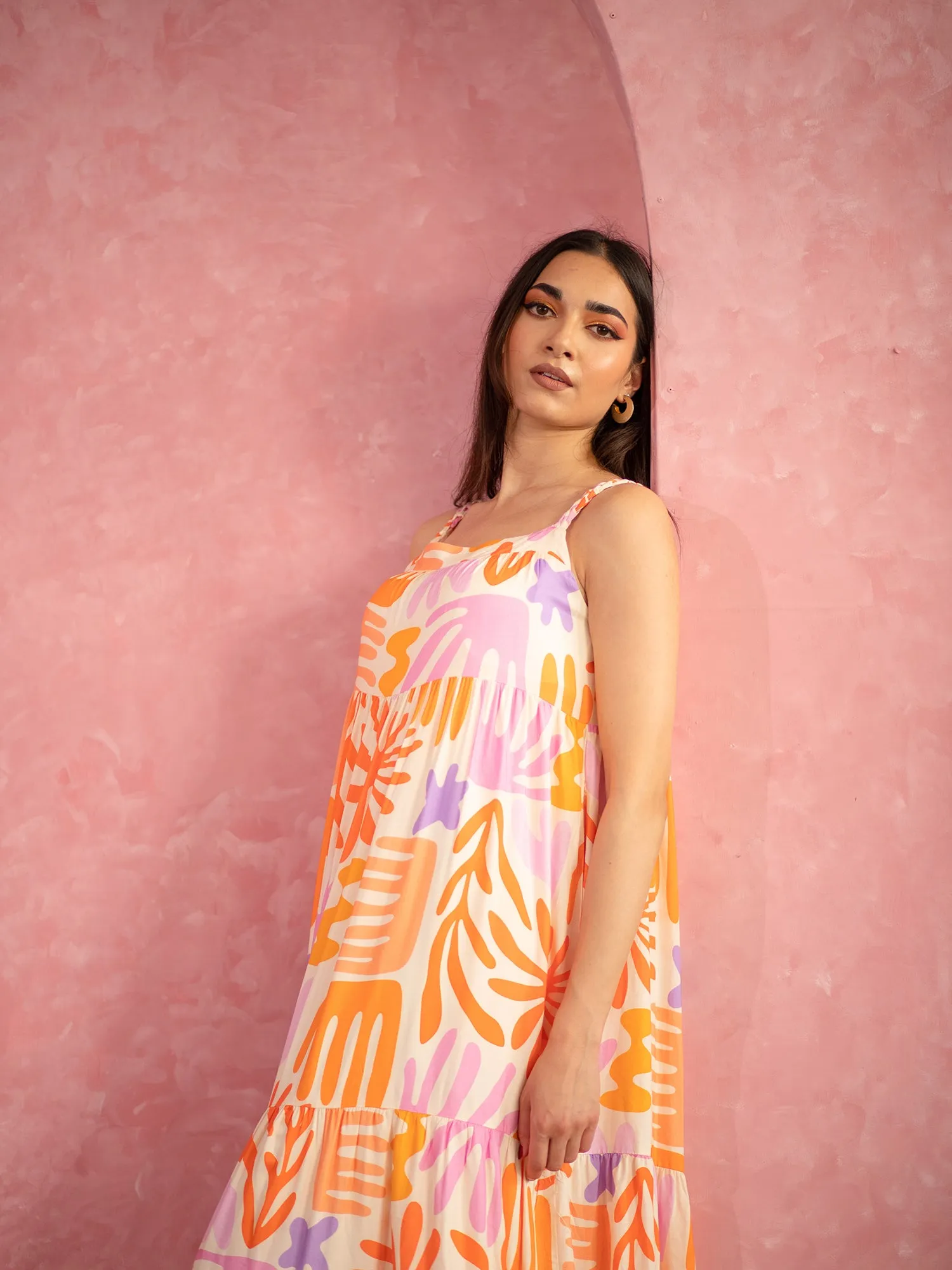 Loose Fit Tiered Maxi Dress