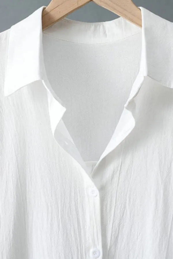 Loose Solid Color Cotton And Linen Dress(Fit 99 To 132bs)