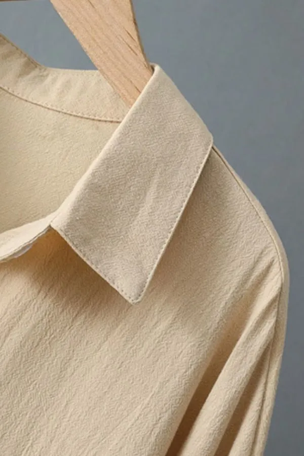 Loose Solid Color Cotton And Linen Dress(Fit 99 To 132bs)