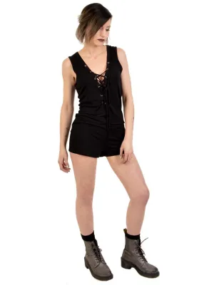 Loose Strings Lace Up Romper