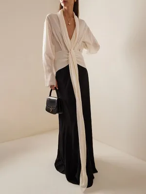Louise - Slim fit dress in contrasting color for women